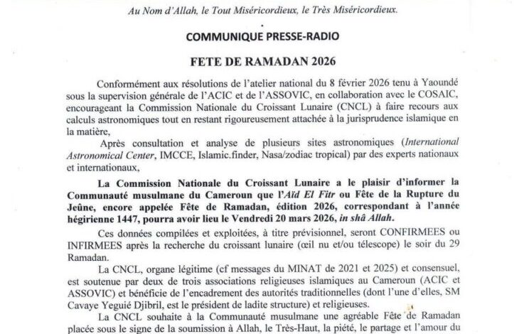 Aïd El-Fitr 2026: La Commission Nationale du Croissant Lunaire définie la date 1