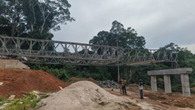 Cameroun - Pont Acrow sur la rivière Mboro : le lançage de la structure métallique est en cours 2
